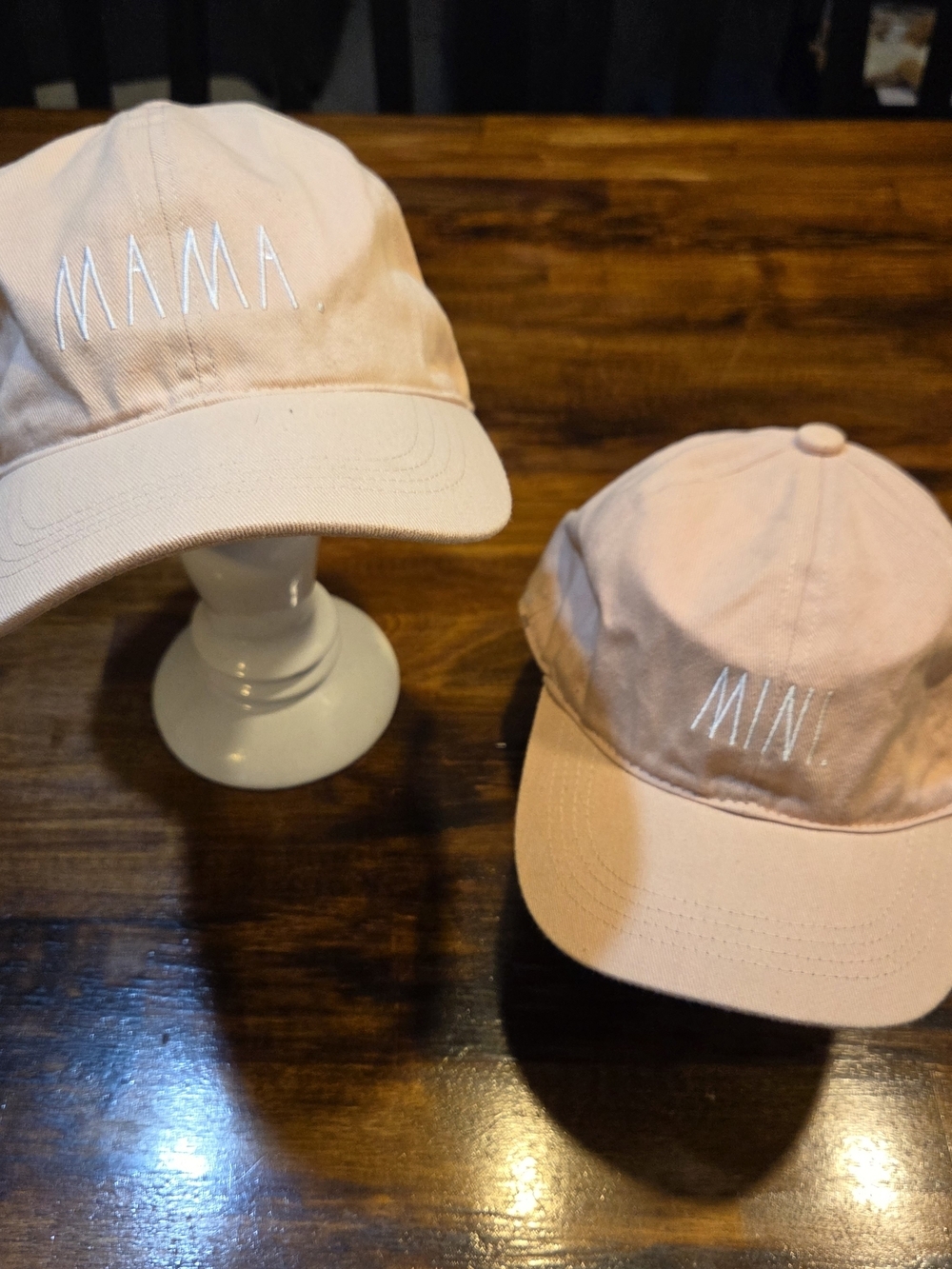 Rae Dunn Mama amd Mini Matching Dusty Pink Baseball Hats Adjustable Preppy Match